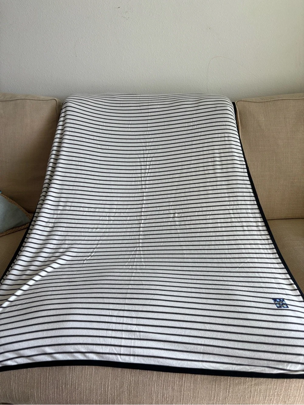 Retired Kickee Pants Neutral Parisian Stripe white Black Swaddle baby Blanket